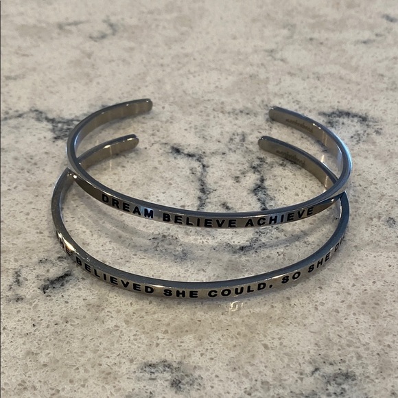 MantraBand Jewelry - Inspirational Silver Cuff Bracelet Set
